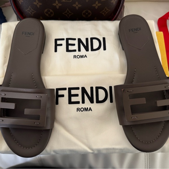 Fendi Shoes - Fendi women’s leather Logo Slide sandal